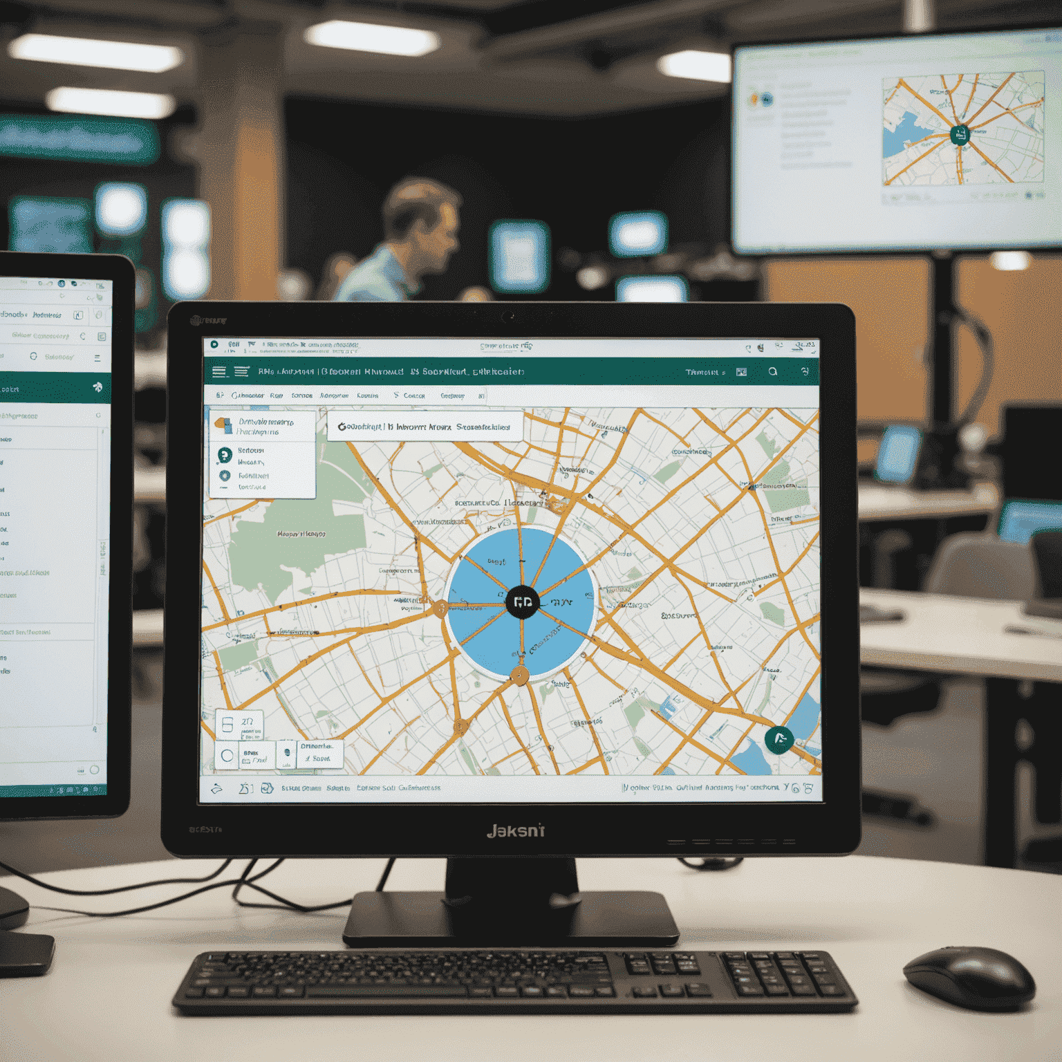 Image représentant un écran d'ordinateur affichant l'interface d'Advanced IP Scanner avec un réseau local cartographié