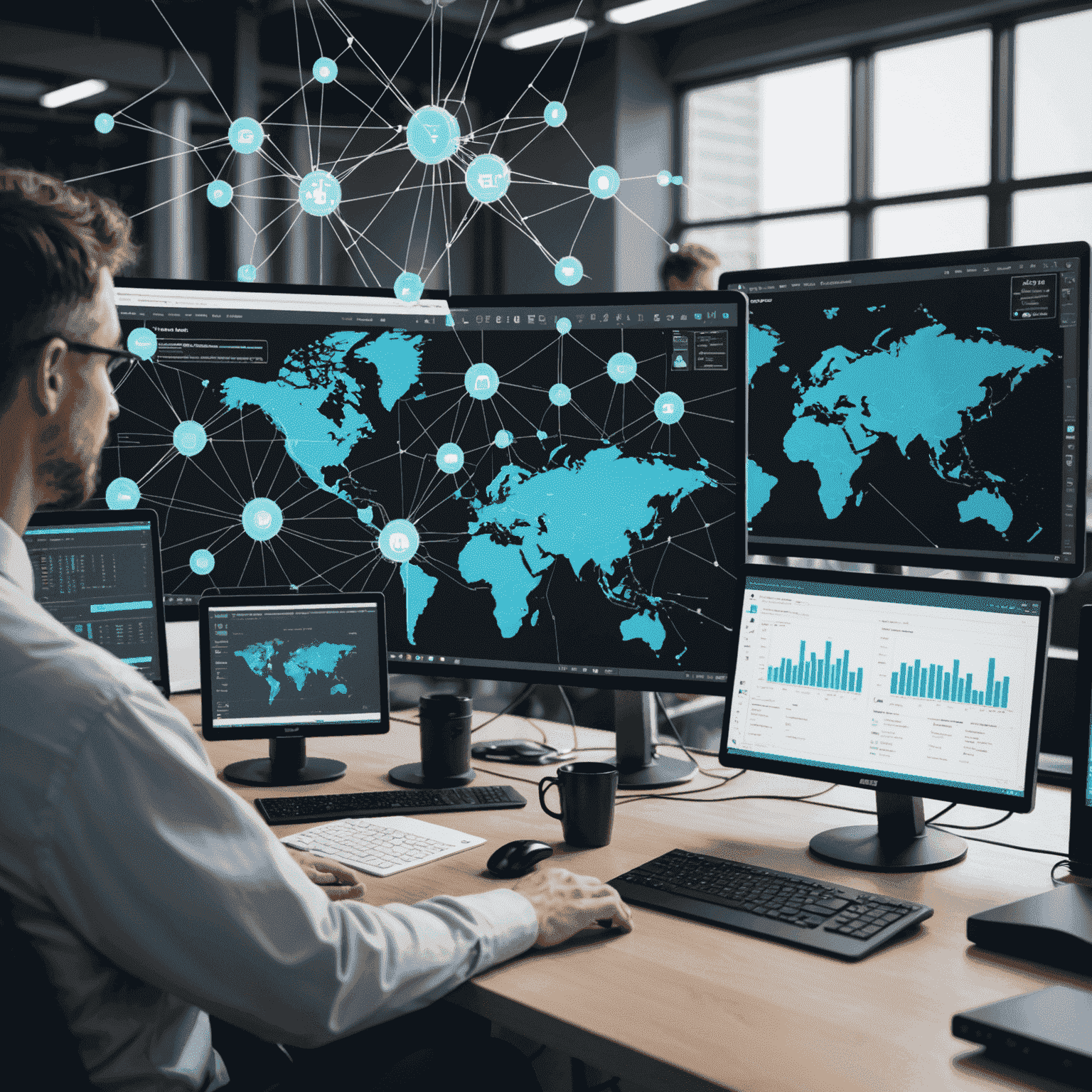 Interface d'Advanced IP Scanner montrant un réseau complexe avec plusieurs appareils connectés, illustrant la gestion avancée des ressources réseau
