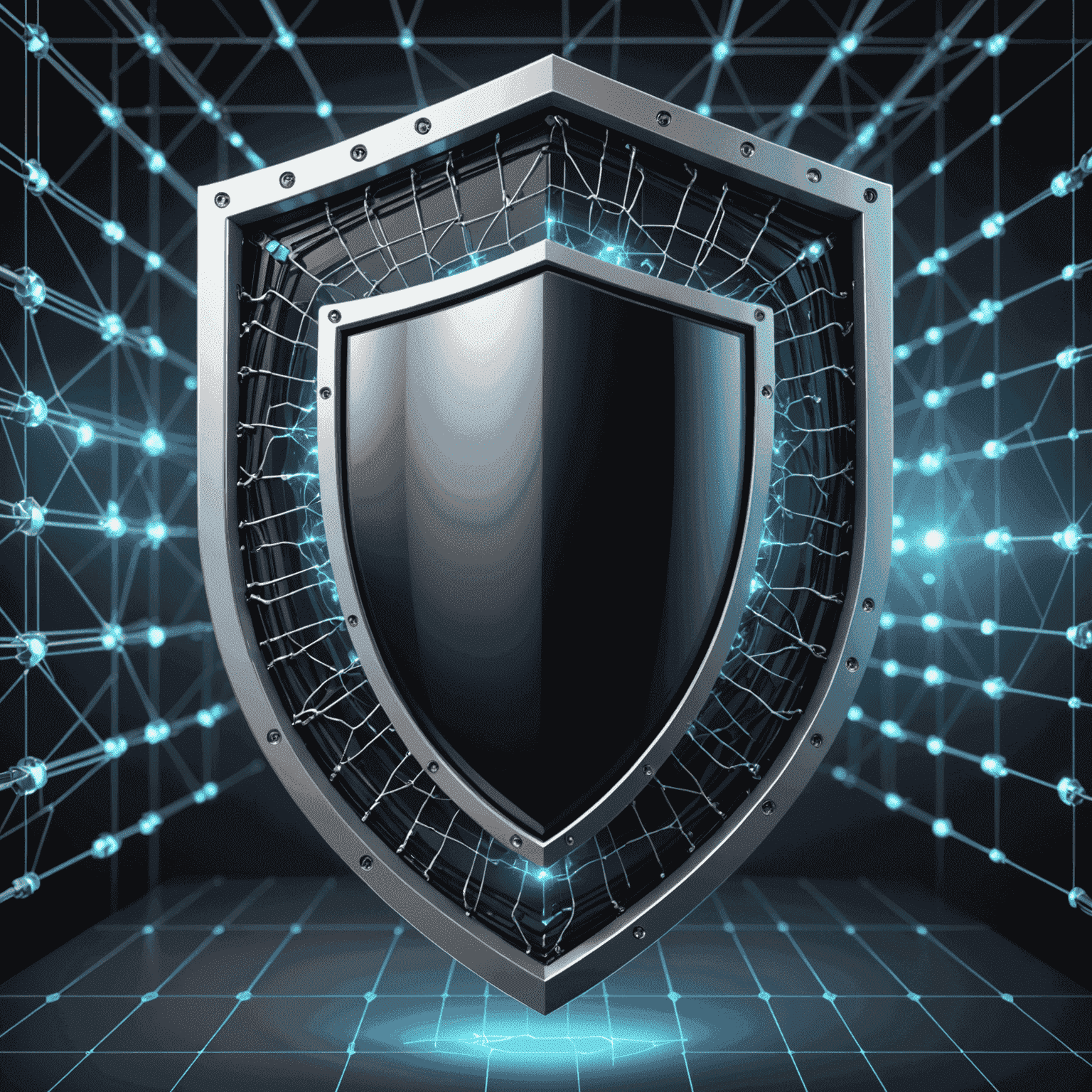 Image montrant un bouclier de protection sur un fond de réseau, symbolisant la sécurité renforcée par Advanced IP Scanner