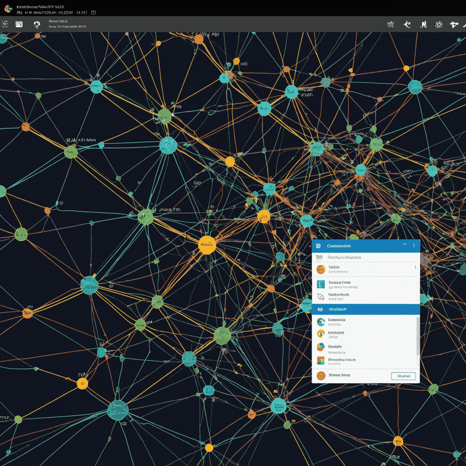 Capture d'écran de la cartographie réseau d'Advanced IP Scanner, montrant une visualisation claire et colorée des connexions entre différents appareils