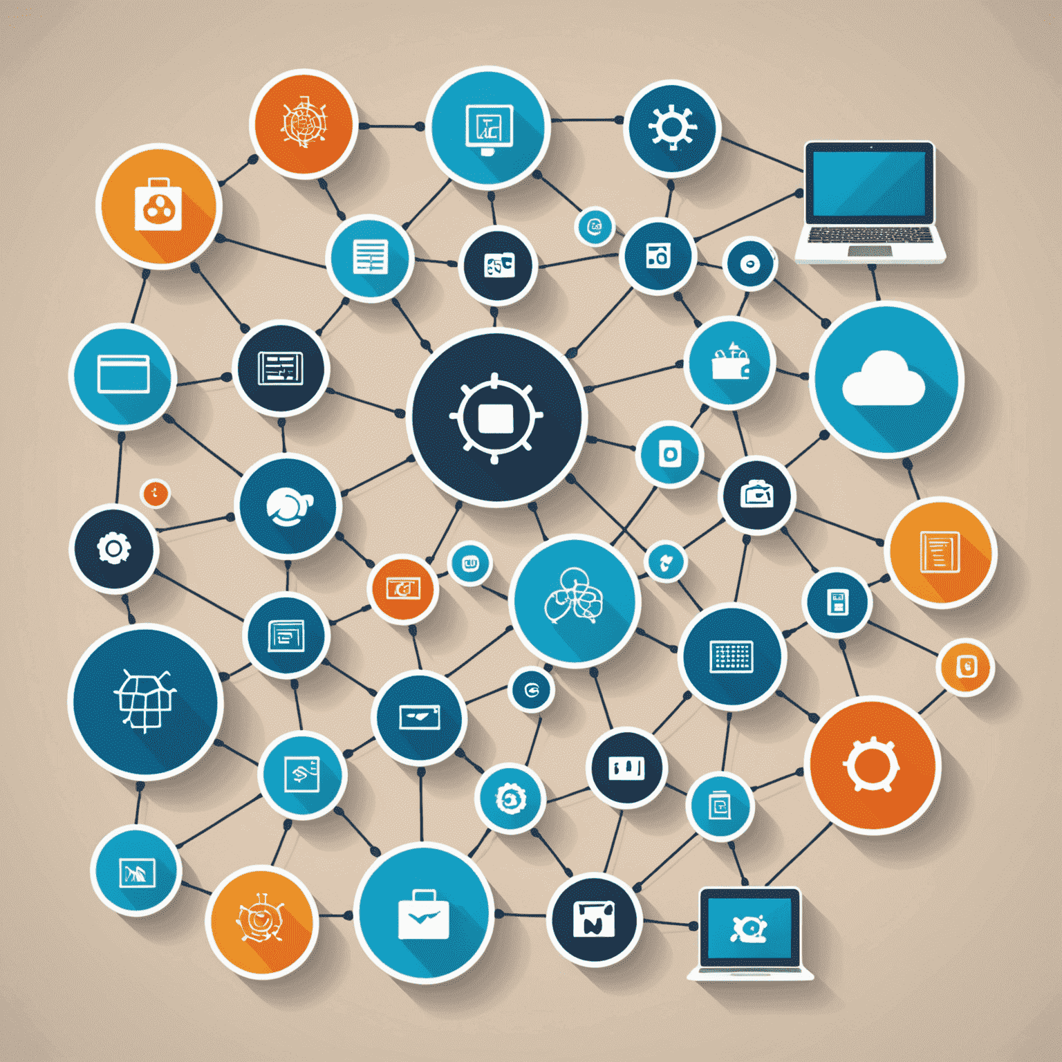 Image illustrant une interface de gestion de ressources réseau avec des icônes représentant différents appareils connectés